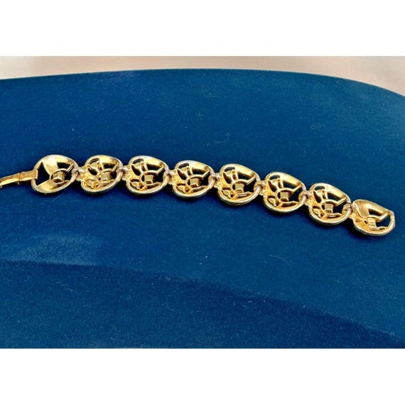 Vintage Signed Coro Script bracelet  rhinestones … - image 6