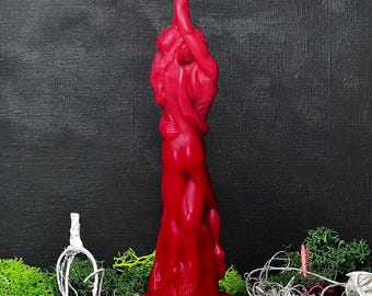 Candle For Lovers, Entwined Lovers Spell Candle, Lovers Candle, Red Couple Candle, Witchcraft Candle, Spellcraft, Shaped Candle, Love Magic