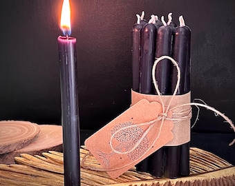 Black Beeswax Candles Set of 10 – Handmade Ritual Candles for Protection, Meditation, Altar & Spiritual Cleansing