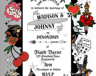 Tattoo Flash Wedding Invitation: Edgy Ink Design (Digital Download)