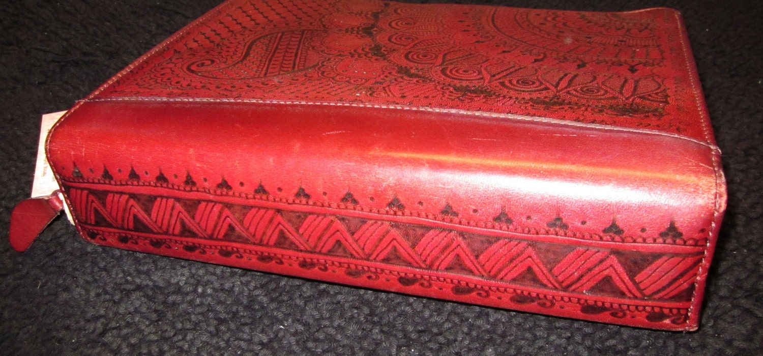 Cranberry Red Franklin Quest Leather Planner Cover Etsy