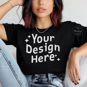 Bella Canvas 3001 Black Tshirt Mockup | 3001 Black T-shirt Mockup | Oversized Trendy Black T-shirt Mockup| Bella & Canvas 3001 Mockup