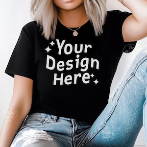 Bella Canvas 3001 Black Tshirt Mockup 3001 Black T-shirt Mockup Oversized Trendy Black T-shirt Mockup Bella & Canvas 3001 Mockup