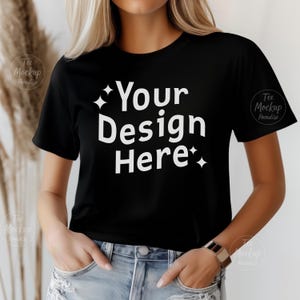Bella Canvas 3001 Black Tshirt Mockup | 3001 Black T-shirt Mockup | Oversized Trendy Black T-shirt Mockup| Bella & Canvas 3001 Mockup