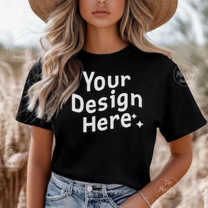 Bella Canvas 3001 Black Tshirt Mockup | 3001 Black T-shirt Mockup | Oversized Trendy Black T-shirt Mockup| Bella & Canvas 3001 Mockup