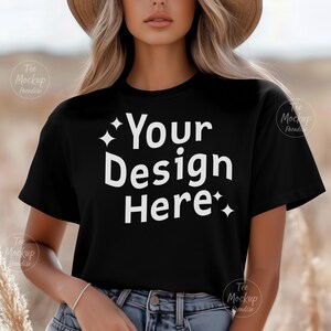 Bella Canvas 3001 Black Tshirt Mockup | 3001 Black T-shirt Mockup | Oversized Trendy Black T-shirt Mockup| Bella & Canvas 3001 Mockup