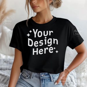 Bella Canvas 3001 Black Tshirt Mockup | 3001 Black T-shirt Mockup | Oversized Trendy Black T-shirt Mockup| Bella & Canvas 3001 Mockup