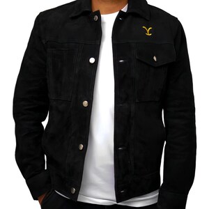 Blouson homme fait main en cuir suédé Rip Wheeler Blouson western en daim noir Blouson en cuir suédé noir pour homme Blouson aviateur en daim pour homme