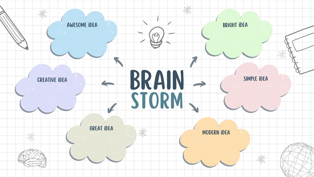 Brainstorm Template | Creative Ideas & Mind Map Template | Digital ...