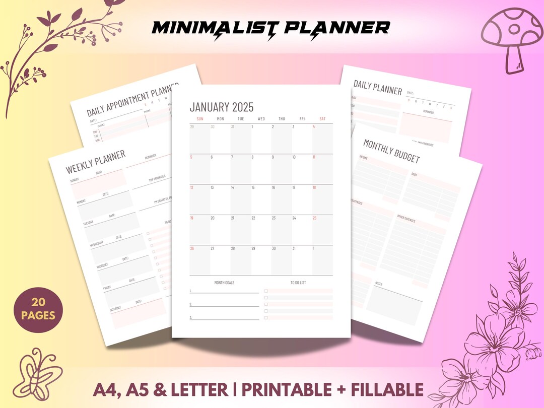 Minimalist Daily Planner – Printable Digital Journal (PDF) - Etsy