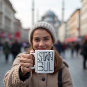 Istanbul Trip Gift Mug White – Minimalist Galata Tower Design for Coffee Lovers