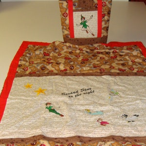 Embroidered Peter Pan Baby / Toddler Blanket and Tote Bag Set - Ready to Ship