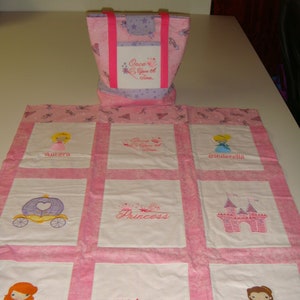 Princess Baby or Toddler Blanket and Tote Bag with Princess fabric - Ready to Ship
