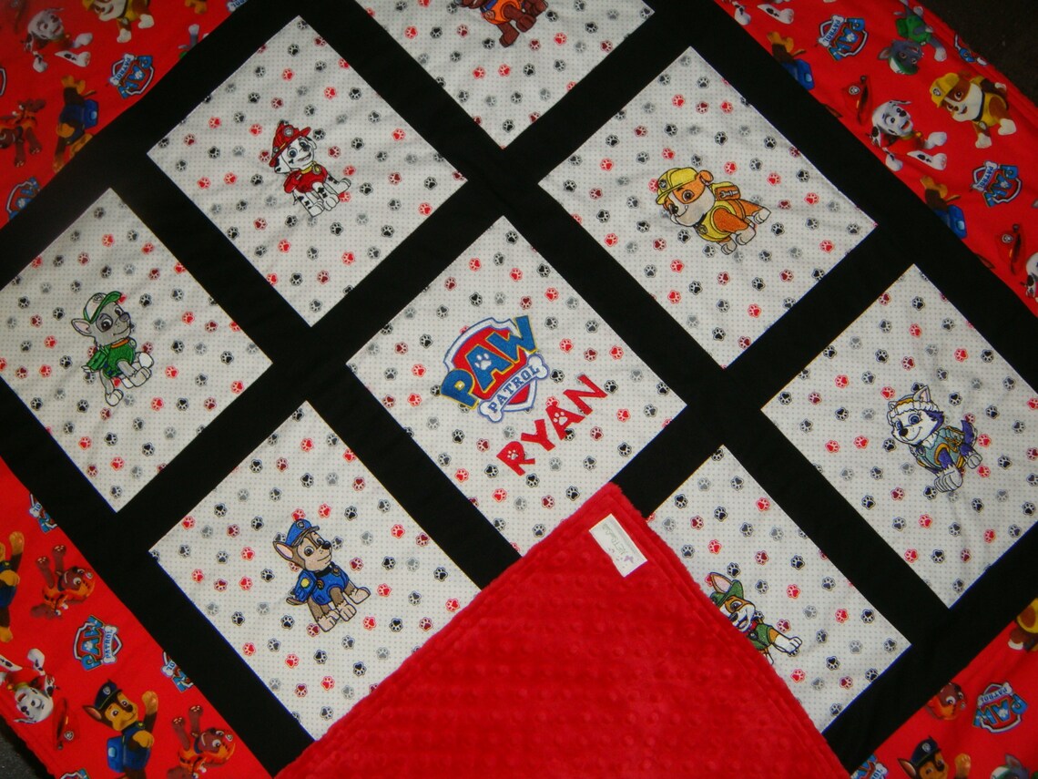 Paw Patrol Toddler Quilt Choose Fabrics and Images Custom Etsy
