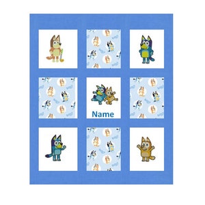 Bluey and Friends Baby Quilt - Bluey Baby Blanket - Custom made - Several images to choose from. Choose your fabrics.