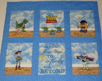 Toy Story Baby Quilt / Blanket -  Custom Made - Personalized with Name - choose your Images and Fabrics - Heirloom Quilt