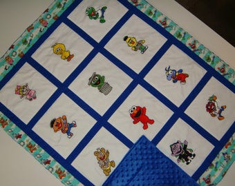 Custom Embroidered Muppet Baby Quilt: Sesame Street Nursery Blanket