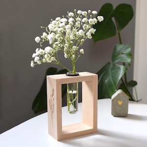 Rectangular vase holder | Table decoration | Flower vase | Wooden decoration | Vase holder | Engraved wooden vase | Small vase | Gift | Autumn decoration | 495060