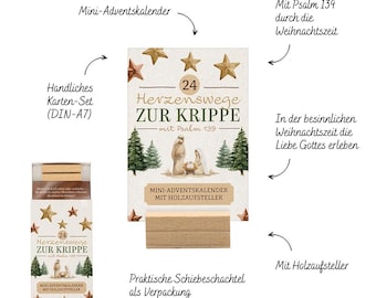 Mini-adventskalender: 24 hartverwarmende paden naar de kerststal met Psalm 139 | Christelijke adventskalender met houten standaard, Kerstmis, Bijbelverzen 491087