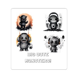 Cute Monsters Kiss-Cut Stickers, Fun Decorative Stickers, Laptop Decals, Gift for Kids, Cartoon Character Stickers