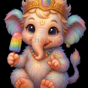 Baby Ganesha Digital printable sticker set Cute Hindu God Printable PNG for Spiritual Art
