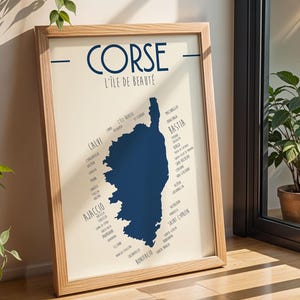 Corsica Poster - Eiland van Schoonheid - Gedrukte illustratie voor interieurdecoratie - Kustkaart