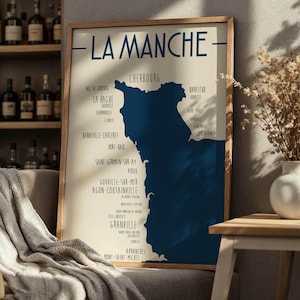Affiche La Manche - Normandie - Illustration imprimée pour décoration intérieur - Affiche côtière