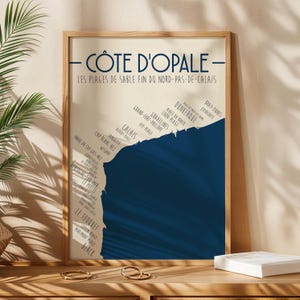 Poster Opaalkust - Nord-Pas-de-Calais - Gedrukte illustratie voor interieurdecoratie - Kustkaart