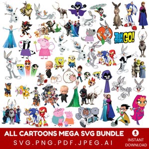 ULTIMATE Cartoon Svg Bundle All Files in Entire Shop Svg Png Font Mega Bundle,Whole Shop Svg Bundle,Holiday Svg,Christmas Svg,Halloween Svg