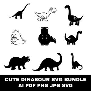 Lindo paquete de imágenes prediseñadas de dinosaurios SVG, PNG, JPG y AI: decoración de pared para habitación de bebé, pegatinas de huevo de dinosaurio T-rex, decoración para fiesta de cumpleaños, baby shower
