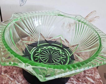 Uranium glass serving bowl art deco