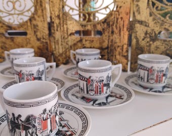 GREEK 60s-70s 7inch Vinyl Mix 2枚セット Vintage 1960s Ancient Greek Espresso Porcelain Set 6cups and