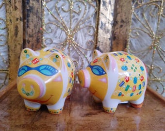 Mini alcancía vintage de porcelana Ritzenhoff Fortune, diseño de Laura Ferracioli. Rara, 1980.