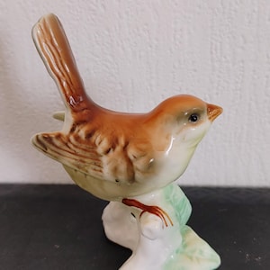 Zeldzaam beeldje van de nachtegaal, vintage porselein
