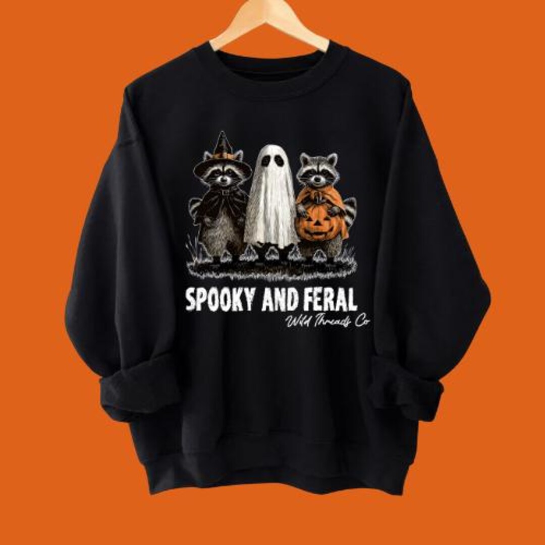 Spooky Raccoon Halloween PNG, Cute Raccoon Trio Ghost Witch Pumpkin ...