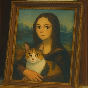 Mona Lisa Cat Scratcher Bed - 3D Art Armrest Design, 50lbs Eco