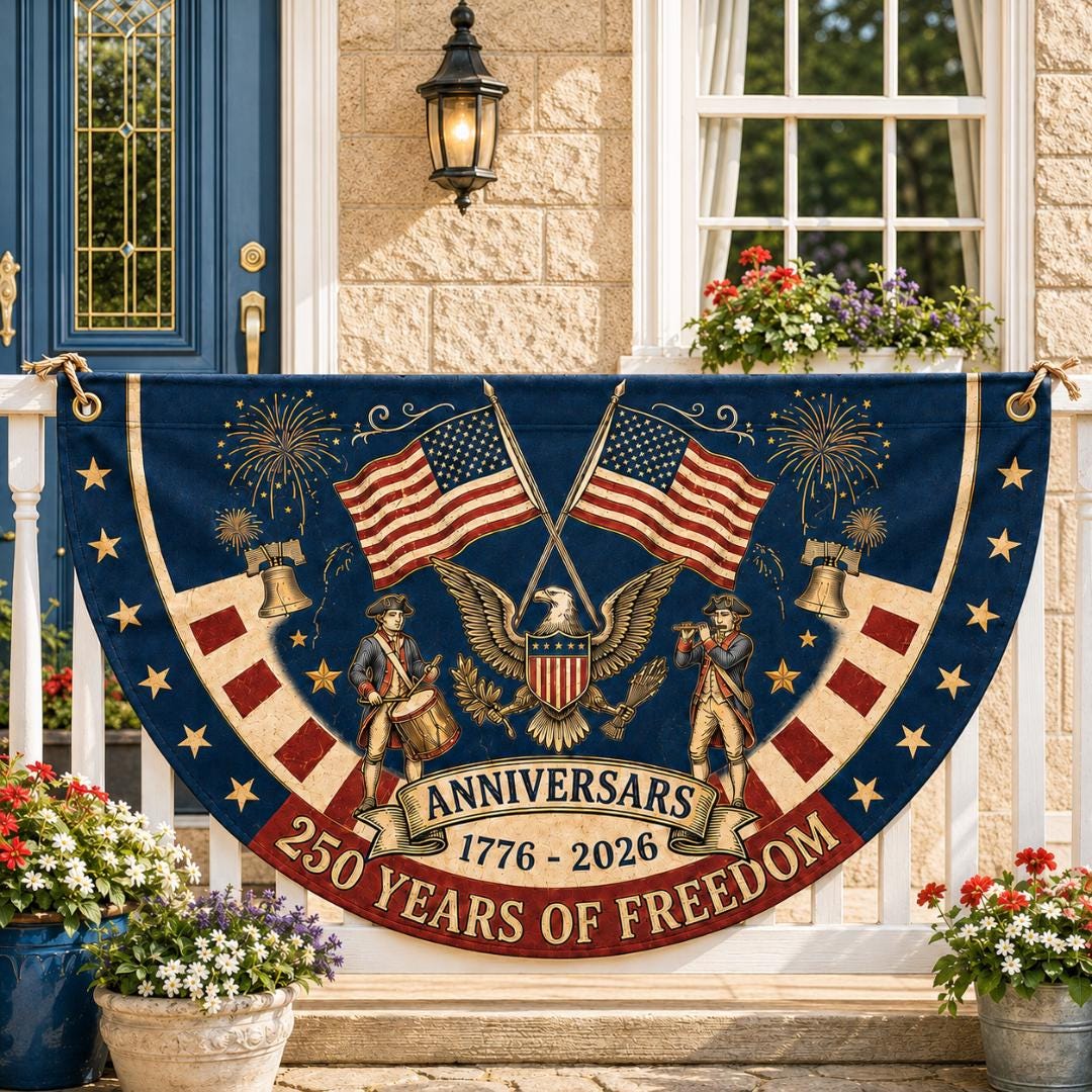 Discover America 250th Anniversary Fan Flag, Semiquincentennial 1776-2026 Patriotic Eagle Outdoor Banner, 250 Years USA, July 4th Independence Day