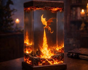 Fire Breath Dragon Resin Lamp, Resin Art, Dragon Art,Dragon Statue,Table Lamp,Gift For Him, Gaming Decoration, Dragon Lamp As Halloween Gift