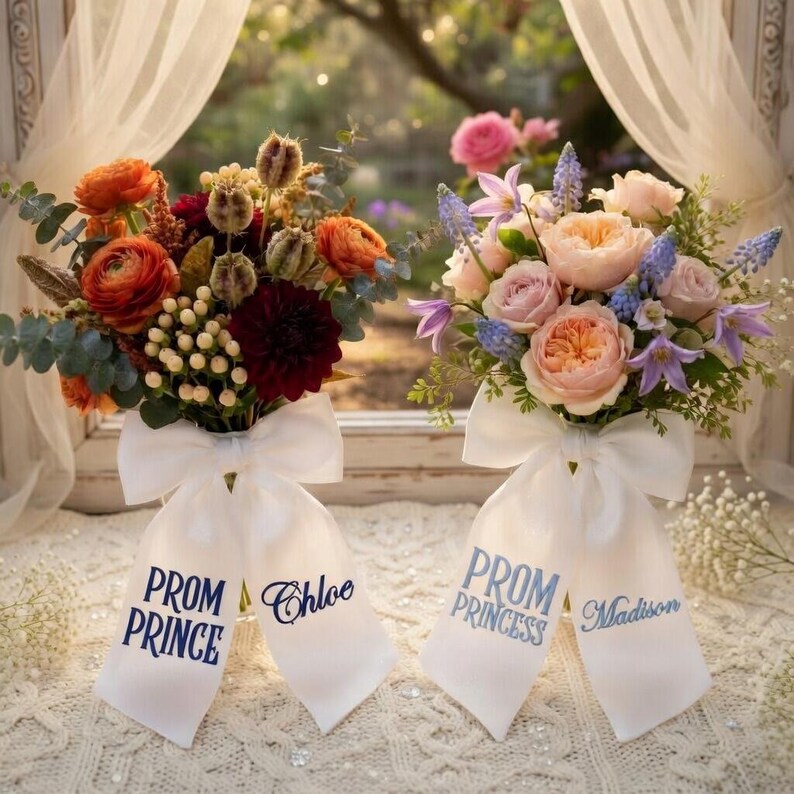 Personalized Monogram Bouquet Sash, Embroidered Prom Princess Bouquet ...