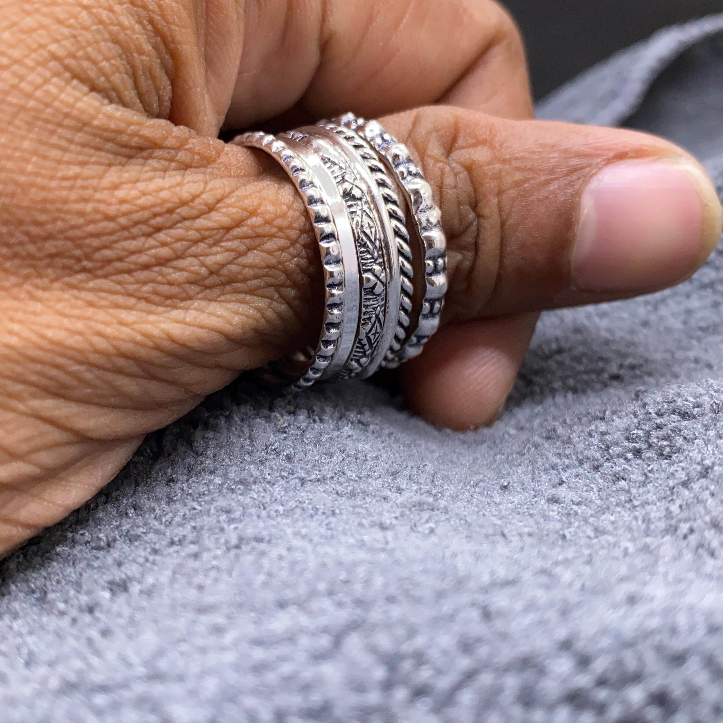 Anello In Argento Impilabile, Set Di 3 Anelli Con Fascia - Foto 7