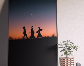 Samurai Champloo Poster, Samurai Champloo Anime Poster, Samurai Champloo Wall Art, Mugen Jin Fuu, Minimalist Art, Her Him, Manga Anime
