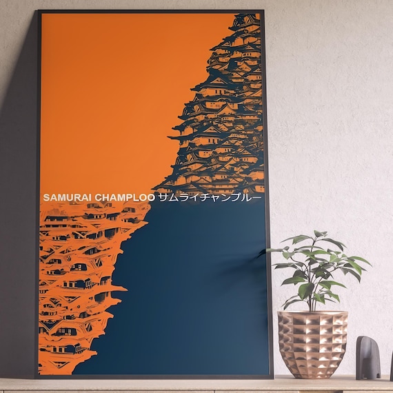 Samurai Champloo Poster, Samurai Champloo Anime Poster, Samurai Champloo Wall Art, Mugen Jin Fuu, Minimalist Art, Her Him, Manga Anime