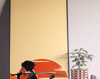 Samurai Champloo Poster, Samurai Champloo Anime Poster, Samurai Champloo Wall Art, Mugen Jin Fuu, Minimalist Art, Her Him, Manga Anime