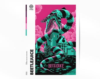 Beetlejuice Poster, Beetlejuice Print, Beetlejuice Wall Art, Beetlejuice Movie Minimalist Art Her Him, Home Decor, Horror Halloween