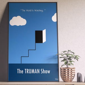 The Truman Show Poster, The Truman Show Movie Poster, Peter Weir, Movie Poster, Vintage Poster, Minimalist Art, Midcentury Poster, Her Him