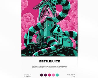 Beetlejuice Poster, Beetlejuice Print, Beetlejuice Wall Art, Beetlejuice Movie Minimalist Art Her Him, Home Decor, Horror Halloween
