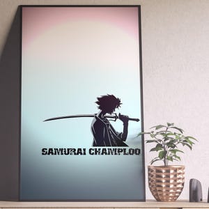 Samurai Champloo Poster, Samurai Champloo Anime Poster, Samurai Champloo Wall Art, Mugen Jin Fuu, Minimalist Art, Her Him, Manga Anime