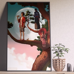 Samurai Champloo Poster, Samurai Champloo Anime Poster, Samurai Champloo Wall Art, Mugen Jin Fuu, Minimalist Art, Her Him, Manga Anime