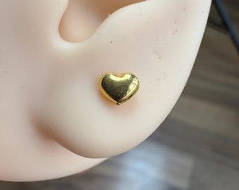 Pure 24k Solid Gold Heart Love  Earrings (AU999)