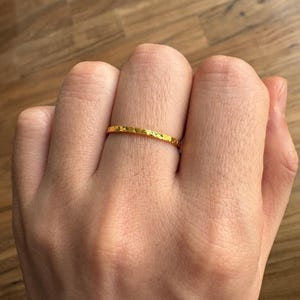 24K Solid Gold Cracked Ice Ring, AU999 Stacking Band